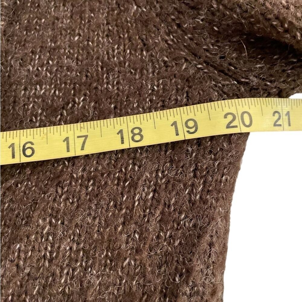 Alberto Makali Cardigan Womens M Brown Wool Boho Knit Sweater Collar Tie Front - Picture 8 of 11